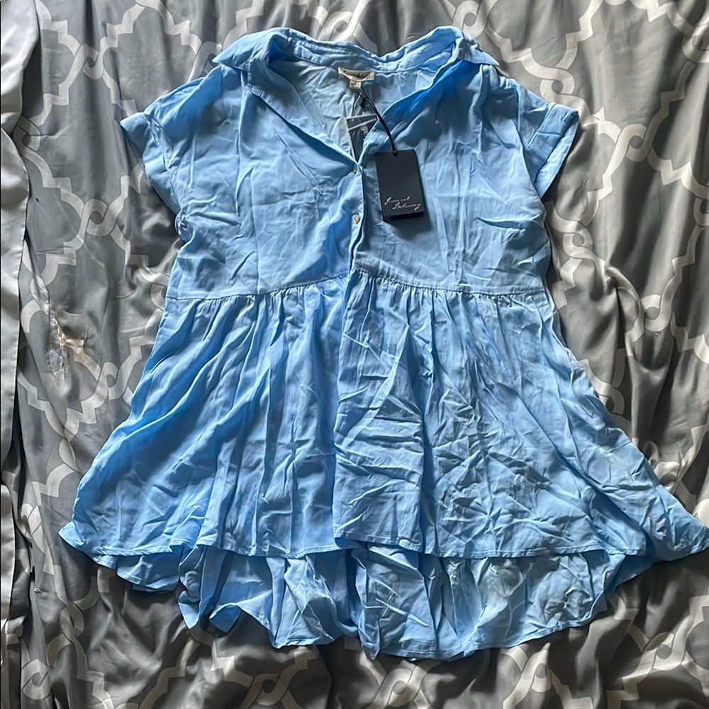 Light Blue Button-Up Dress